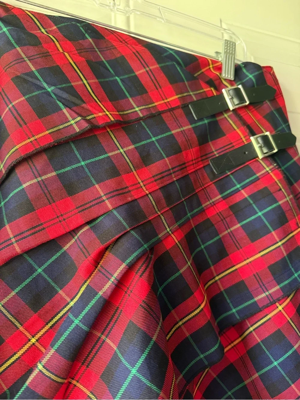 Celtic Ranchwear woman’s red plaid tartan wrap skirt